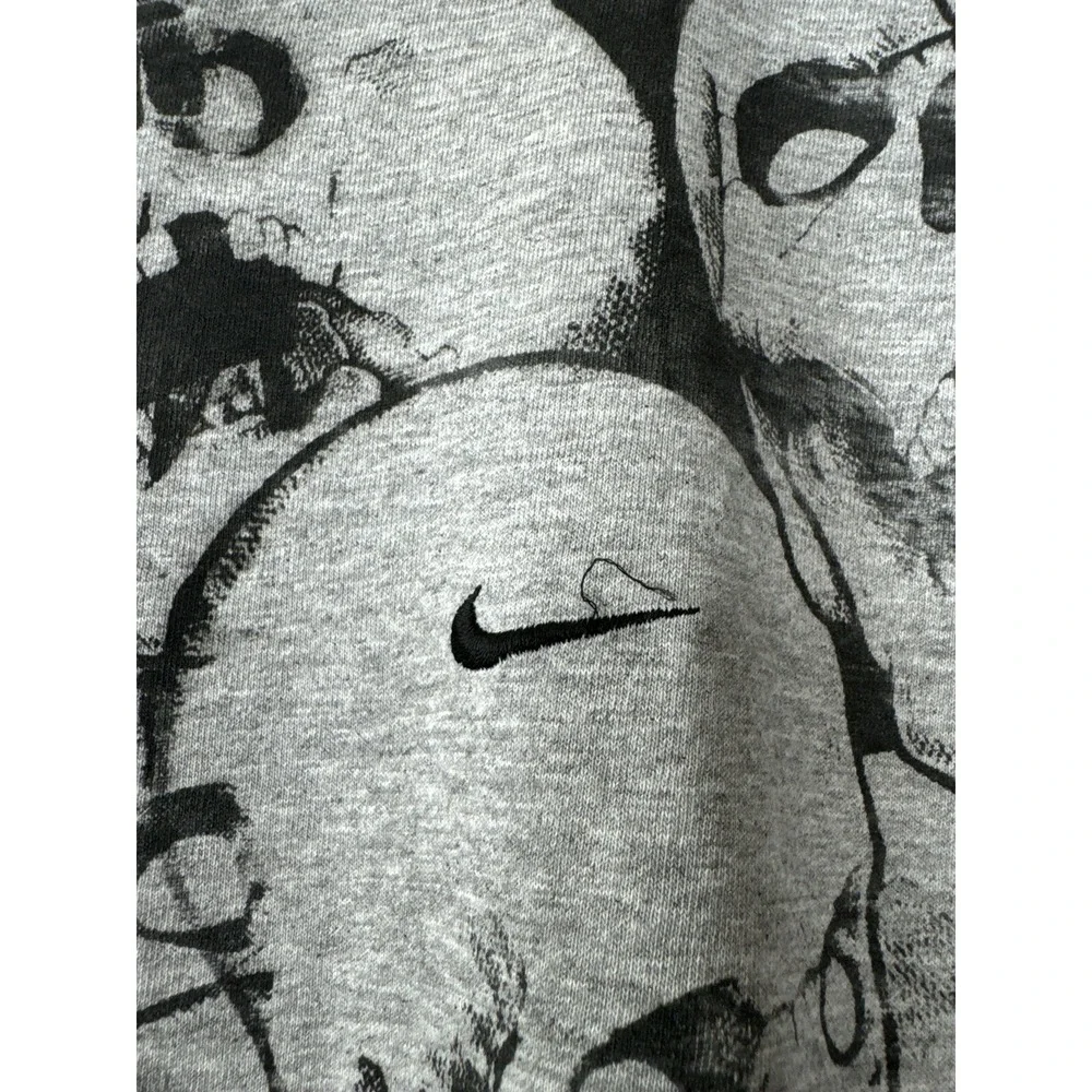 Vintage Nike Skull All Over Print AOP T Shirt Y2K XL Grey